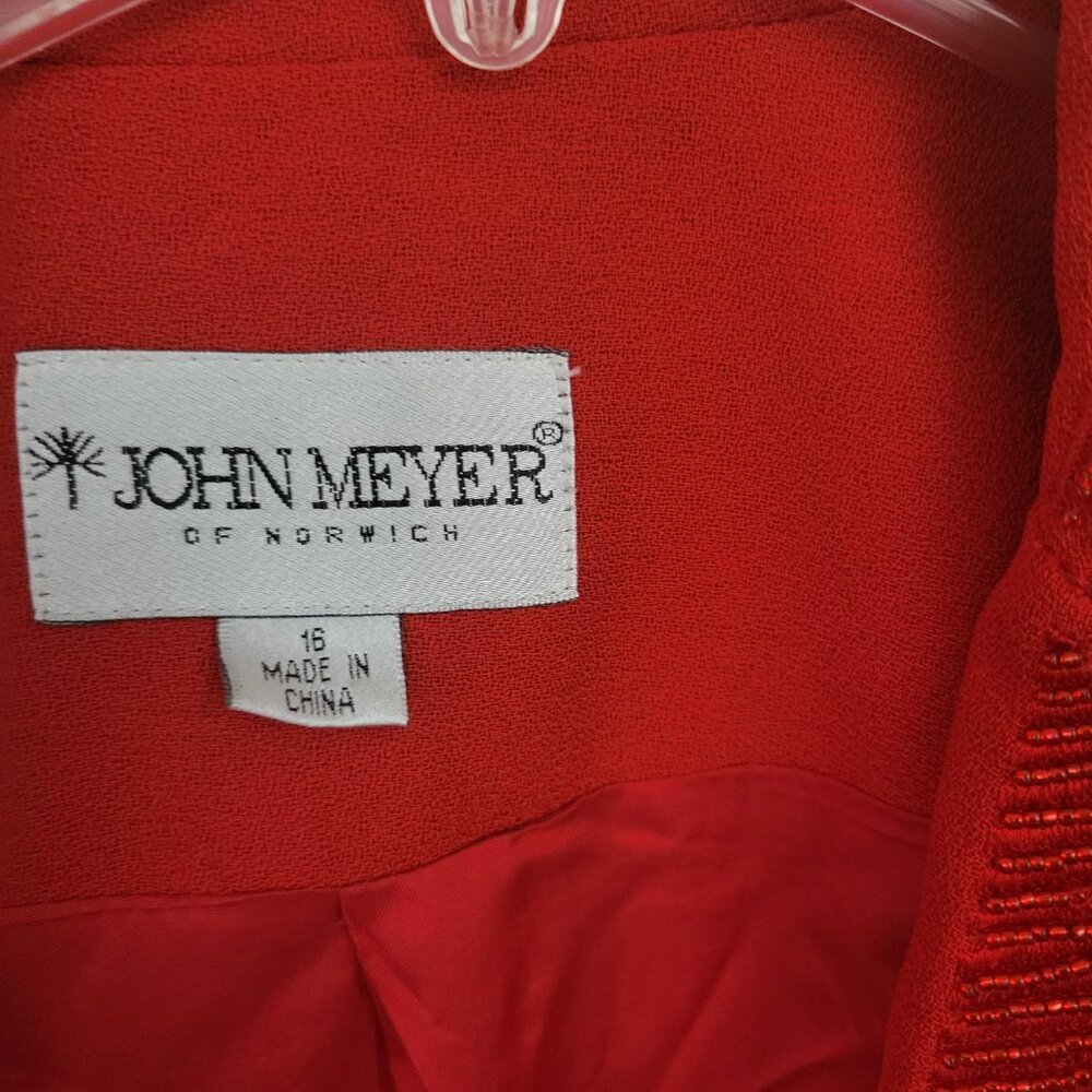 John Meyer Norwich 2 pc red suit blazer skirt 16 beaded retro chic career regal - Picture 10 of 14